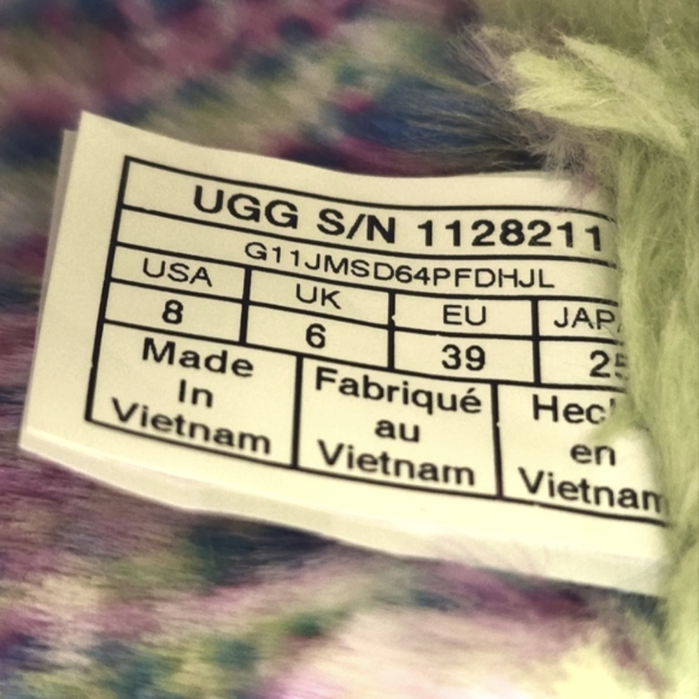 UGG Fluffita Slipper Sandals White Pixelate Multi Color Rainbow - Picture 16 of 16